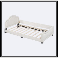 Winston Porter Twin Size Upholstered  Bed With Cloud Shaped Headboard