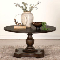 Alma Morello Round Coffee Table with Pedestal Base Coffee