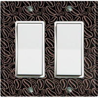 WorldAcc Metal Light Switch Plate Outlet Cover (Coffee Beans Black White - Double Rocker)