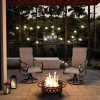 Winston Porter Karloz Outdoor 2 Piece Swivel Chair with 1 Fire Pit