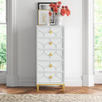Willa Arlo™ Interiors Lomita 5 Drawer Lingerie Chest in White and Gold
