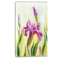 Made in Canada - Design Art Dancing Irises Floral Painting Print on Wrapped Canvas