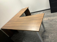 Global L-Shape Desk with Pedestal in Excellent Condition-Call us now!