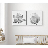 IDEA4WALL IDEA4WALL Framed Wall Art Print Set Film Grain Closeup Of Lotus Flower Floral Plants Photography Minimalism Gl
