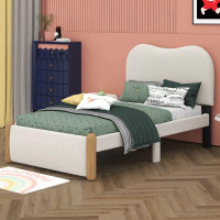 Latitude Run® Twin Size Upholstered Platform Bed With Wood Supporting Feet