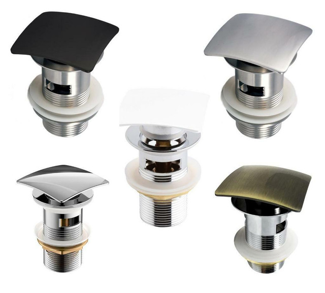 Square Pop-Up Drain, ( With Overflow ) Constructed in Solid Brass ( Matte Black, White, Chrome, Brushed Nickel, Bronze) in Plumbing, Sinks, Toilets & Showers
