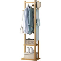 Ebern Designs Bamboo Coat Stand With Hooks Corner Clothes Rack