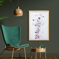 East Urban Home Ambesonne Spring Wall Art With Frame, Violet Tree Swirling Persian Lilac Blooms With Butterfly Ornamenta