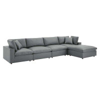 TODAY DECOR Todaydecor Commix Down Filled Overstuffed Vegan Leather 5-Piece Sectional Sofa