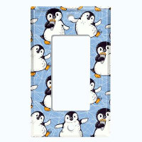 WorldAcc Metal Light Switch Plate Outlet Cover (Penguin Bird Ice Cream Frost Blue - Single Toggle)
