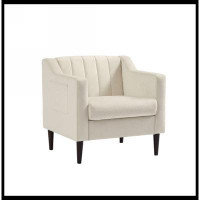 Mercer41 Upholstered Accent Chair, Single Sofa Side Chair, Comfy Barrel Club Armchair with Solid Wood Legs
