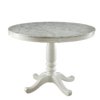 Charlton Home Round Dining Table With Faux Marble Top, Kitchen Table