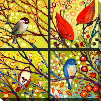 Picture Perfect International "Bird Quadrant I" by Jennifer Lommers Painting Print on Wrapped Canvas