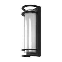 Latitude Run® 1-Light Black Outdoor Integrated LED Outdoor Hardwired Wall Sconce with Cylinder Shade