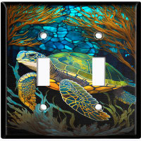 WorldAcc Cute Turtle Ocean 2-Gang Toggle Light Switch Wall Plate