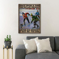 Trinx Garçons jouant au hockey sur neige - Il était une fois un garçon… Toile tendue avec châssis - Sport Illustration,