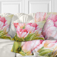 East Urban Home Floral Bunch of Tulips Oil Painting Lumbar Pillow