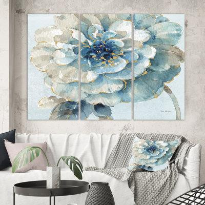 Made in Canada - The Twillery Co. Farmhouse 'Indigold Watercolor Flower II' Painting Multi-Piece Image on Canvas in Home Décor & Accents