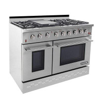 NXR Professional Ranges Dual Fuel 48" 7.2 Cu.Ft. Pro-Style Range With Convection Oven, Stainless Steel, With Under Cabin