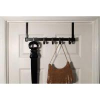 17 Stories 17 Stories 18” Rustic Style Over The Door Hook Rack With 5 Movable Hooks – Black