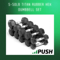 Build Your Perfect Home Gym with Titan's Brand New Rubber Hex Dumbbell Set - Available Now at Discounted Prices!