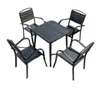 Wildon Home® Outdoor Plastic Wood Tables And Chairs Courtyard Anticorrosive Wood Outdoor Leisure Dining Table Garden Out