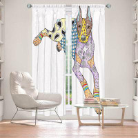East Urban Home Lined Window Curtains 2-panel Set for Window Size by Marley Ungaro - Doberman Dog White