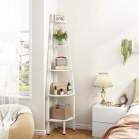 GLOBAL GIRLS LLC Corner Shelf, Industrial 5-Tier Corner Bookshelf, Rustic Corner Ladder Shelf, Corner Bookcase For Small