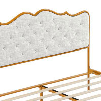 House of Hampton Classic design Bed Frame with metal frame and Button solid wood ribs