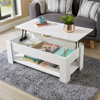 NEW WHITE LIFT TOP COFFEE TABLE LIVING ROOM S3081W
