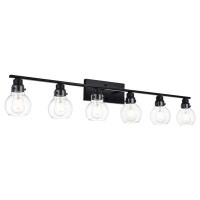 17 Stories 6-Light Simple Yet Elegant Vanity Light With Nifty Gourd Type Clear Glass Shades.