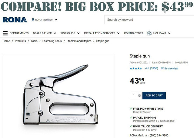 HEAVY-DUTY T50 STAPLE GUN BY ARROW - Big Box price $43.99. Our price only $39.95! in Hand Tools - Image 3