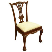 Leighton Hall Furniture Fabric Queen Anne Back Side Chair in Brown/Yellow