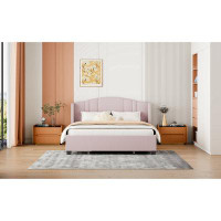 Mercer41 Upholstered Platform Bed With Wingback Headboard, 4 Drawers, No Box Spring Needed
