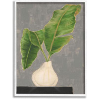 Bayou Breeze Tropical Plant Leaf Pair Contemporary Tabletop Painting, White Framed Wall Art, 24 X 30