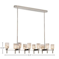 Alora Lighting Lucian 10 - Light Kitchen Island Linear Pendant with Alabaster Shade