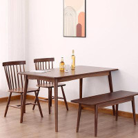 Corrigan Studio Black walnut dining table and chair combination of solid wood rectangle simple