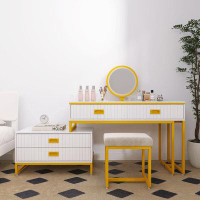 Staykiwi Modern Style Vanity Table With Movable Side Cabinet