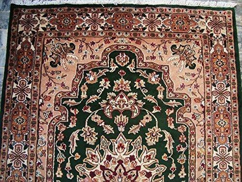 Royal Green Kasha Floral Medallion Hand Knotted Area Rug Wool Silk Carpet (6 X 4)' in Rugs, Carpets & Runners - Image 2