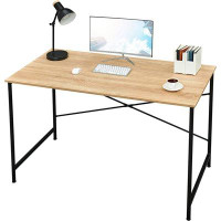 17 Stories Modern Home Office Computer Desk Table With Black Metal Frame Wood Top In Oak