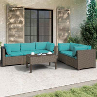 Wade Logan Avalisse 6-Piece Outdoor Conversation Set with Loveseat, Sofa, and Coffee Table in Summer Fog Wicker