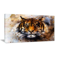 East Urban Home 'Tiger Collage with Rust Design' Photographic Print on Canvas
