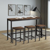 17 Stories Modern Style 4-peice Dining Table Set with Three Stools for Indoor Use