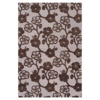 Hokku Designs Heimann Floral Handmade Tufted Wool Khaki/Dark Brown Area Rug