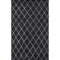 Ebern Designs Irith Hand Knotted Wool Charcoal Rug