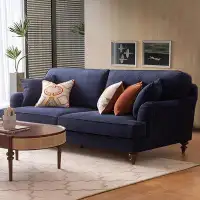 Canora Grey 82.68" Deep blue Corduroy Standard Sofa cushion