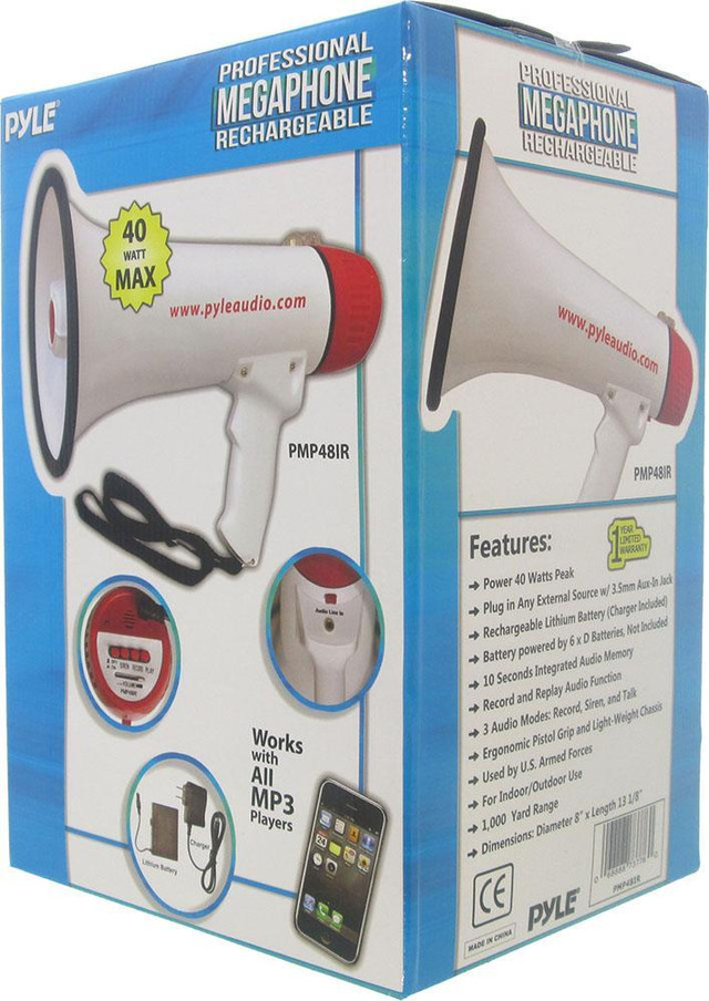 Speak to someone up to 1000 yards away! Pyle Canada PMP48IR Megaphone with Built-In Rechargeable Battery in General Electronics - Image 4