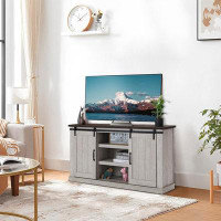 Gracie Oaks Latitude Run® TV Stand For 60 Inch TV, Entertainment Centre With Two Barn Doors And Storage Cabinet Table, F