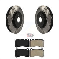 Front Coated Drilled Slotted Disc Brake Rotors And Semi-Metallic Pad Kit For Ford Mustang KDA-100343