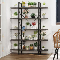 Rubbermaid 5 Tier Bookshelf, Industrial Grey Bookcase, Book Rack, Decorative Storage Shelves In Bedroom/Living Room/Home